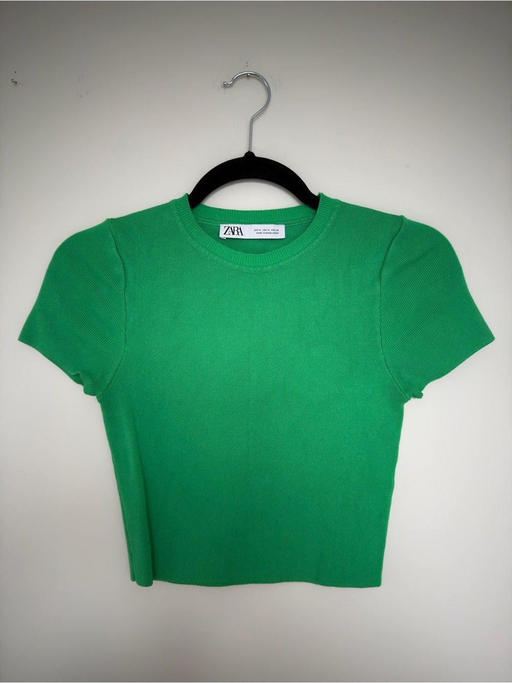 Zara Bright Green Short-Sleeve Knit Tee
